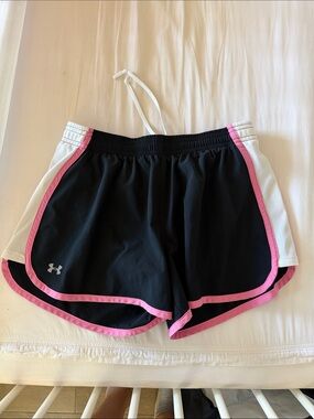 Under Armour Black Athletic Shorts with Pink and White Accents